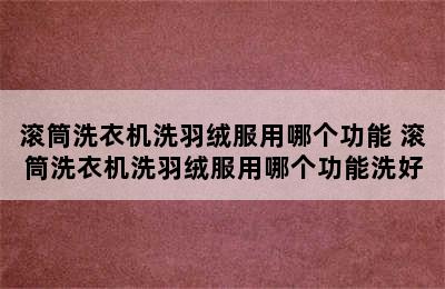 滚筒洗衣机洗羽绒服用哪个功能 滚筒洗衣机洗羽绒服用哪个功能洗好